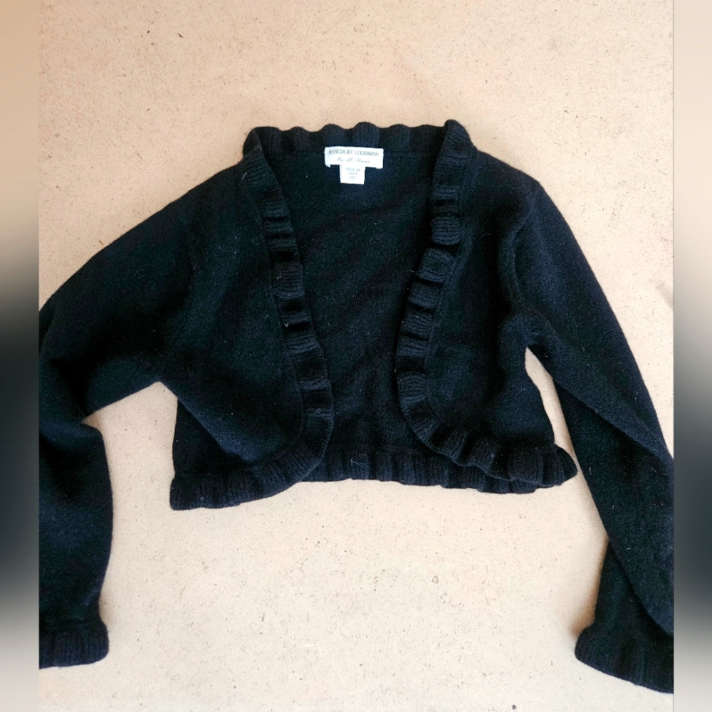 Bergdorf Goodman made in Italy Black crop sweater Child size 10, worn 5x.